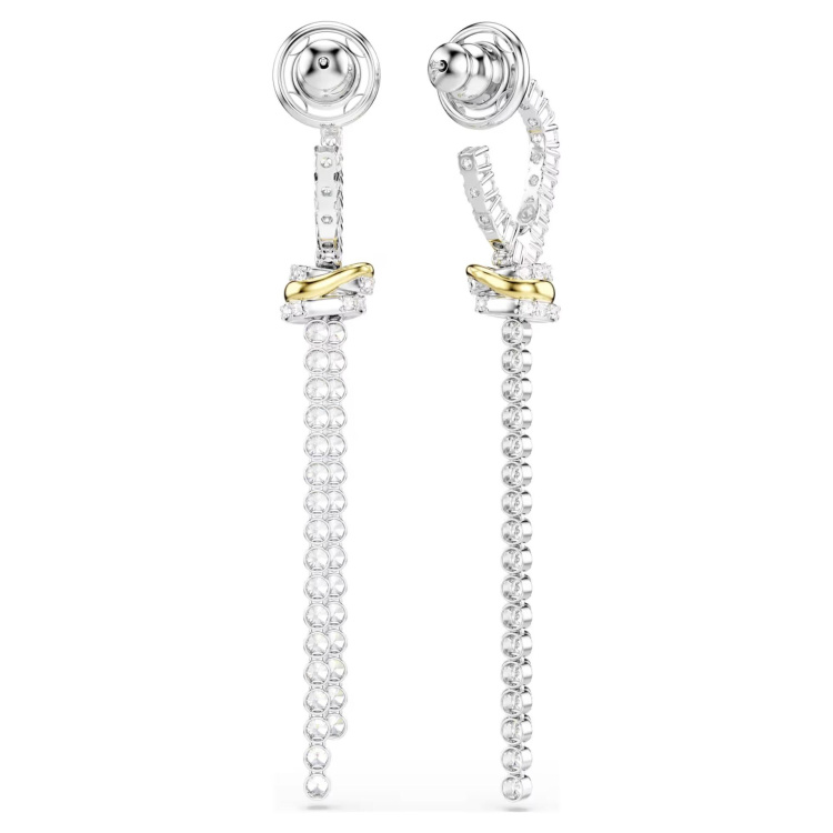 Hyperbola drop earrings Round cut, Knot, White, Mixed metal finish